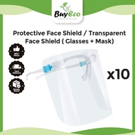 (10pcs)Protective Face Shield / Transparent Face Shield ( Glasses + Mask)
