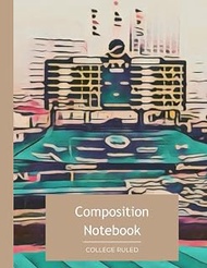 Chicago Views Composition Notebook, College ruled, 8.5x11: TAN Wrigley Field Pattern, lined note boo