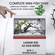 Aquarium Mini Lengkap Dengan + Lampu LED / Aquarium Fullset