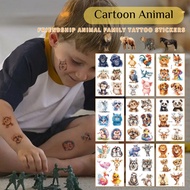 Spot 【12PCS】Animal WS-C433-C444 Tattoo Sticker 120*76mm Watercolor style tiger panda dog cat monkey 