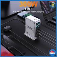 300W GaN Charger PPS PD 100W USB Type C 6-Port Digital Display Desktop Fast Charging Station for Mac