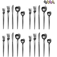 Matte  Silverware Set 40 Pieces, Stainless Steel en Flatware Set, Titanium Plating Cutlery Set, Matt
