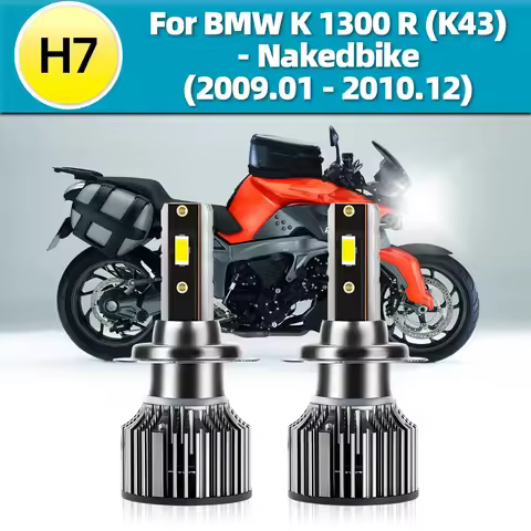 2x For BMW K1300R (K43) - Nakedbike 2009 2010 LED Motorcycle Headlights White H7 Bulbs High Power 10