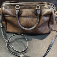 COACH ROWAN SATCH BROWN BLACK PRELOVED MULUS