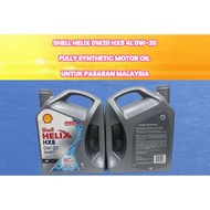 SHELL HELIX 0W20 HX8 4L 0W-20 FULLY SYNTHETIC MOTOR OIL  UNTUK PASARAN MALAYSIA