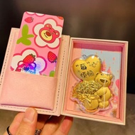 Limited edition bestseller【限量爆款】卡通999草莓熊金币挂件莓烦恼草莓熊金箔卡通金币送女友礼物Cartoon 999 Strawberry Bear Gold Coin P
