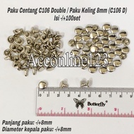C106 Double Check Nails 8mm Rivet Nails (C106 D) Silver Contents -/ + 100 sets