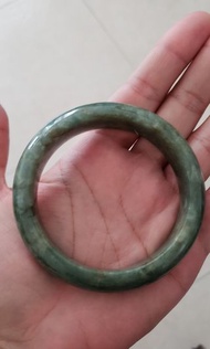 金花招財#綠油青帶金花(靚貨)#辟邪#F107550#58.2mm#智善珠寶#不賣假貨#翡翠玉手鐲#老坑冰糯種  有證書