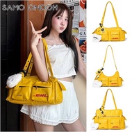 SAMO ONDOH X DHL Co-branded Messenger Bag Pocket Mug Bag Retro Yellow Motorcycle Bag One Shoulder Cr