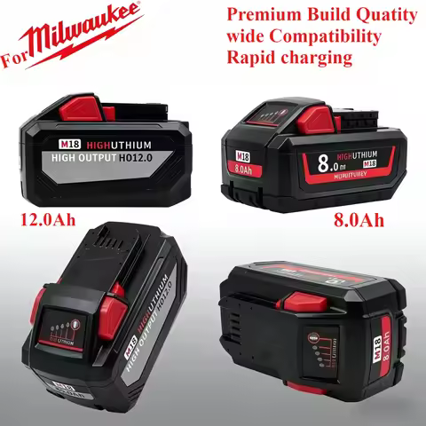 Fit Original Milwaukee Battery , M18B5 5AH,6AH 8AH 12AH，M12-18FC Charger, Milwaukee M18 18V 4811-185