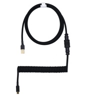 Kraken Pure Black Coiled Keyboard Cable - Artisan Coiled USB C Cable with Aviator Connector for Mech