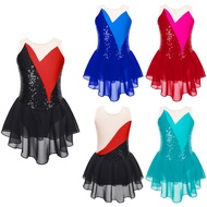 Girls Ballet Figure Ice Skating Dance Dress Gymnastics Acrobatics