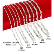 Pure Silver 925 Necklace Rantai Leher L40-70cm 纯银项链 Rantai Leher Lelaki Rantai Perempuan