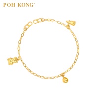 POH KONG 916/22K Yellow Gold Kids Bear And Bell Anklet_ m.bottle