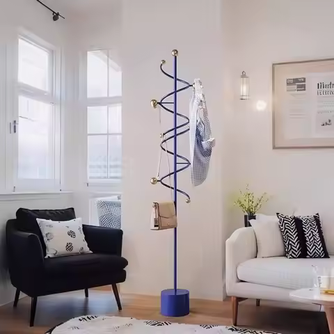 Low Profile Blue Clothes Racks Drying Boutique Japandi Apartments Clothing Rack Living Room Colgador