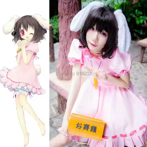 Touhou Project Tewi Inaba Sweet Pink Dress Outfits Anime Customize Cosplay Costumes