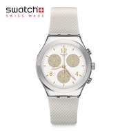 Swatch Irony Chrono HELLO PRETTY YCS114 Beige Rubber Strap Watch