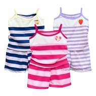 Baby Terno Spaghetti Short Stripe For Girl 0-4 Months Old/Pambahay