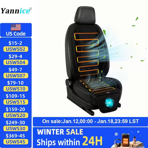 12V Car Cooling Heating Seat Cushion 2 In 1 Summer Cool＆Winter Heated Seat Cover With Fan Fast Blowi