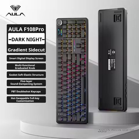 AULA F108 PRO Mechanical Keyboard Custom 100% Layout RGB Backlight Wireless Bluetooth Hifi Switch Ga