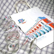 懷舊老物|1885-1985 長榮高級中學創校100週年紀念品 玻璃杯+塑膠帆布袋