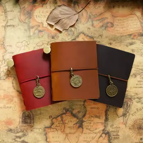 Fromthenon Traveler's Notebook Mini Loose-leaf Notebook Top Layer Leather Pocket Planner Notebooks f