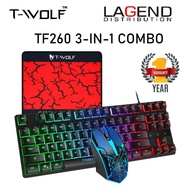 T-WOLF TF260 3-IN-1 Gaming Combo 87-Keys Gaming Keyboard + 7-Color 3 Buttons Mouse + Mouse Pad Combo