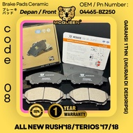 BRAKE PADS CERAMIC (FRONT) ALL NEW RUSH'18/TERIOS '17/18 OEM 04465-BZ250 MCQUEEN FRONT BRAKE PADS