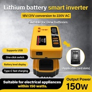 150W Upgraded version inverter DC 18V/21V To DC 220V with 2USB /1Type-C Port for DeWalt 20V Battery 