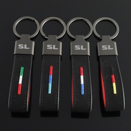 Suede For Mercedes Benz SL Logo W204 W212 W205 Car Emblem Keychain Pendant Auto Key Chain Key Holder Accessories