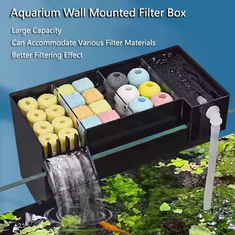 Black Fish Tank External Filter Box Acrylic Filter Dry and Wet Separation Small Silent External Susp