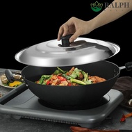 RALPH Stainless Steel Pot Lid, Anti-Scald Universal Wok Lid, Kitchen Accessories Round 32/34/36/38/40cm Black Plastic Knot Pot Cover Skillets