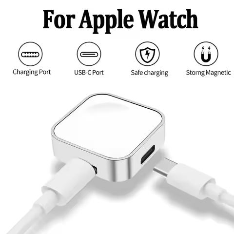 Metal Magnetic Watch Wireless Charger Portable Smartwatch Charger For Apple Watch 9 8 7 6 5 4 Type C