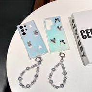 S24 Fe S25Ultra S25Plus S25 Case Hologram Love Tie Ribbon 3D Teddy Bear Embossed Cute Adorable With 