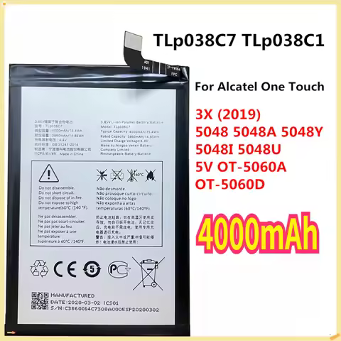 TLp038C1 TLp038C7 Battery for Alcatel 3X (2019)2019 5048 5048A 5048Y 5048I 5048U One Touch 5V OT-506
