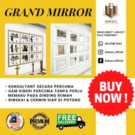 Wainscoting Grand Mirror (20cm x 20cm) 12unit+ Frame Kayu Siap Potong (FREE POSTAGE)