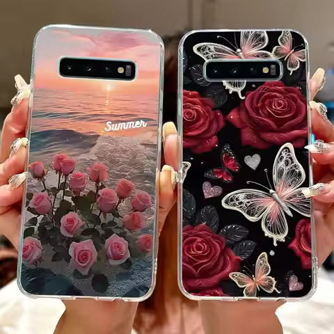 For Samsung Galaxy S10+ S10 S10e Elegant Floral Butterfly Phone Case For Samsung S10e S10 Plus S 10 