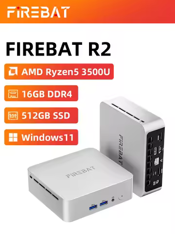 FIREBAT R2 Mini PC Gamer AMD Ryzen 5 3500U Windows 11 Mini PC Gaming DDR4 16GB RAM 512GB SSD WIFI5 B