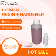 LEZO FIBREGLASS FRP DIY KIT SET FIBERGLASS REPAIR KIT (500g RESIN 250g FIBREGLASS MAT 10ml HARDENER) FAST DELIVERY &amp; READY STOCK