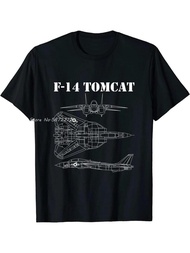 Vintage Aeroplane Schematic F14 Tomcat Jet Fighter T-Shirt O-neck Fitness Tshirt Fashion Cotton Tees