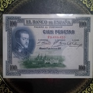 Uang Spanyol 100 peseta 1925 xf