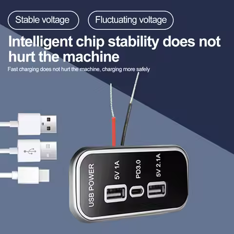 35.5W PD3.0 Car Charger Socket Dual USB Charging Splitter Outlet Power Adapter