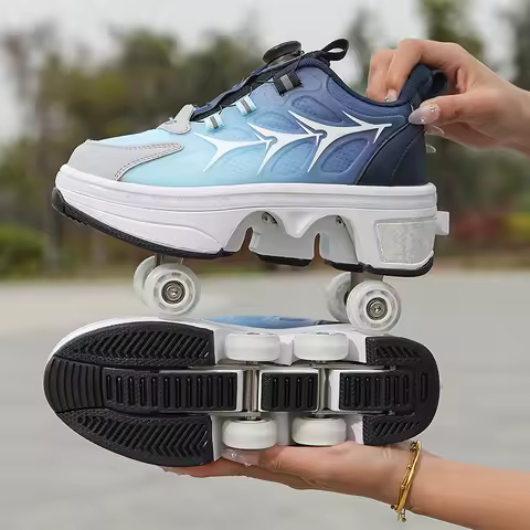 2026 Fashion Deformed Kick Wheel Shoes Retractable Kids Boys Girls Dual-purpose Rollers Skate Shoes