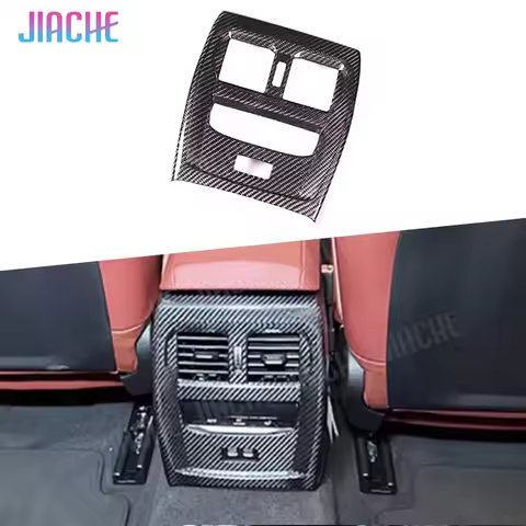 JIACHE Carbon Fiber Car Armrest Box Rear Air Conditioning Air Outlet Frame Cover Trim Accessories Fo