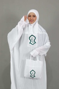 Mukena Terusan Putih Terompah Bordir Warna Hadramaut Polosan Mukenah Bali Dewasa Jumbo Rayon Polos H