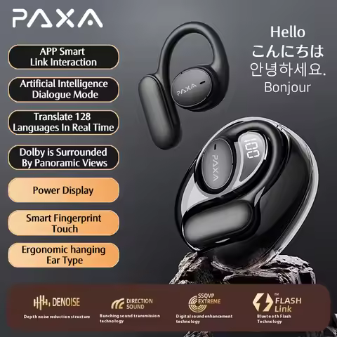 PAXA Openair5 AI Wireless Bluetooth Headset 5.4 Hi-Fi Stereo Earphone Touch Control Lntelligent Tran