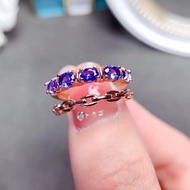 🌹精品坦桑裸石鑲嵌    👑天然坦桑石925 純銀鍍玫瑰金戒指套裝👑Natural Tanzanite 925 Silver with Rose Gold plated Ring Set