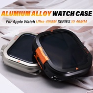 Aluminum Alloy Watch Case for iWatch Series 10 46mm Full Cover Bumper Frame for iWatch Ultra1/2 49mm