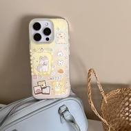 INS White Curly Hair Dog Pattern Polished Black Phone Case Drop Resistant for iPhone 16 Promax 15 Pr