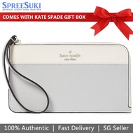 Kate Spade Wristlet In Gift Box Large Wristlet Lucy Medium L-Zip Wristlet Platinum Grey # KD545